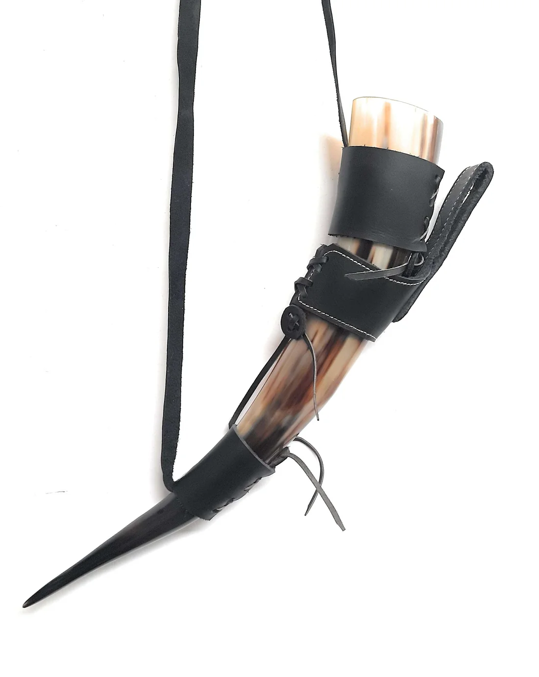 Curved Drinking Horn with Leather Holster – Heritage Barware Accent - Image 2
