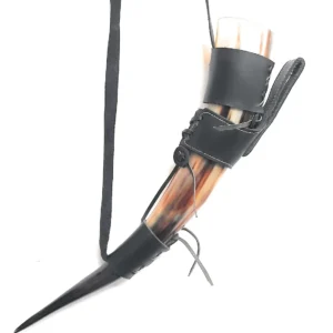 Curved Drinking Horn with Leather Holster – Heritage Barware Accent