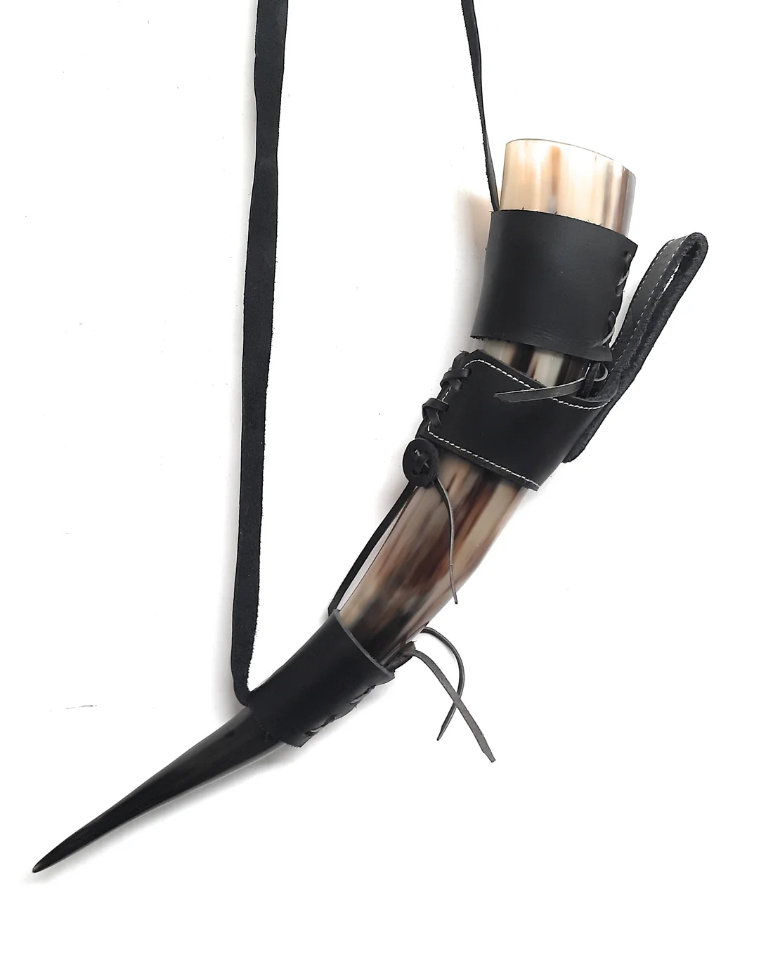 Curved Drinking Horn with Leather Holster – Heritage Barware Accent - Image 4