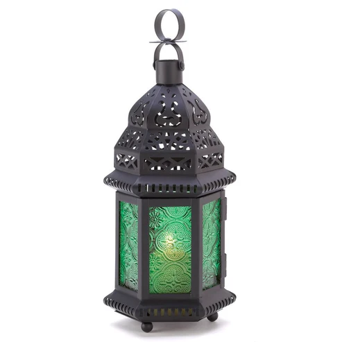 Multi-Color Glass Moroccan Lantern – Artisan Décor Light