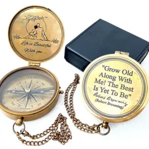 Engraved Love Quote Brass Compass – Romantic Gift