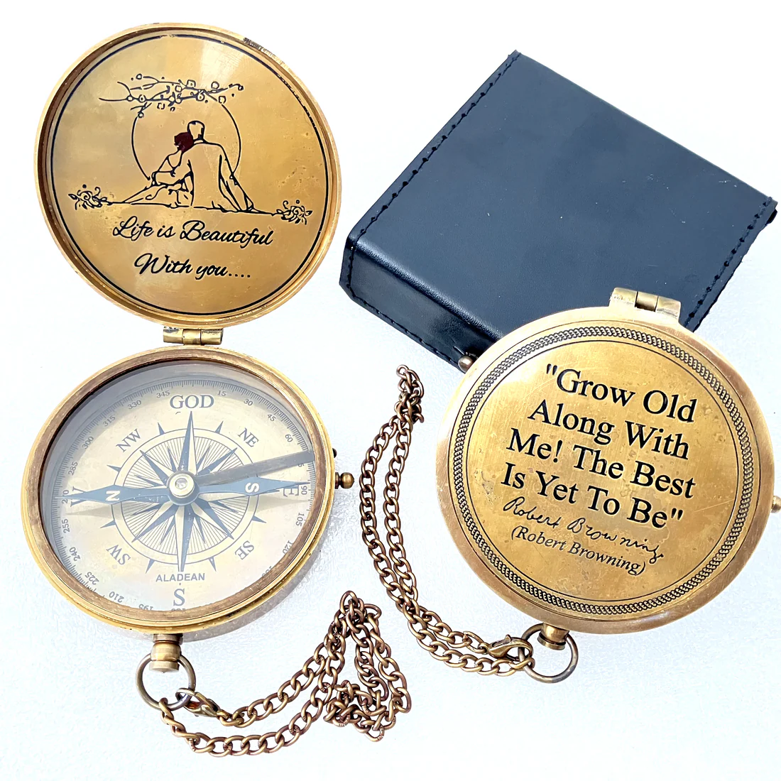 Engraved Love Quote Brass Compass – Romantic Gift - Image 4