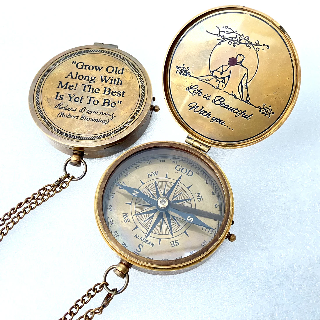 Engraved Love Quote Brass Compass – Romantic Gift - Image 3