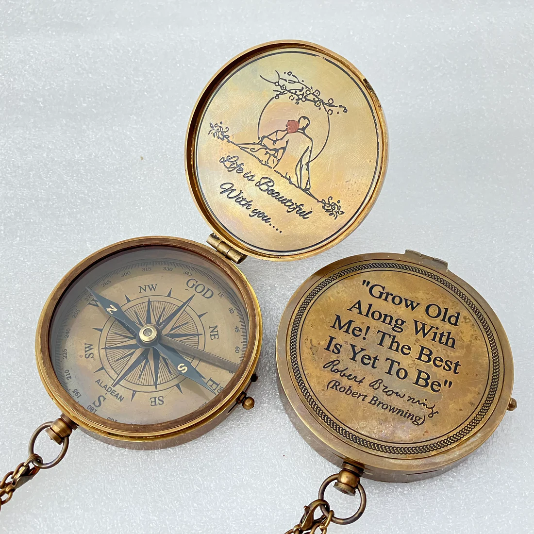 Engraved Love Quote Brass Compass – Romantic Gift - Image 2