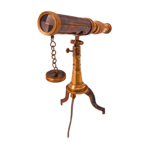 Rustic Brass Spyglass Telescope on Decorative Stand - Image 4