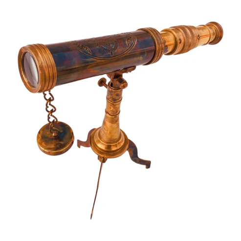 Rustic Brass Spyglass Telescope on Decorative Stand - Image 2