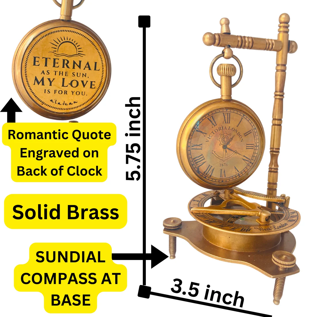 Eternal Love Sundial Compass Clock – Anniversary Gift Edition - Image 3