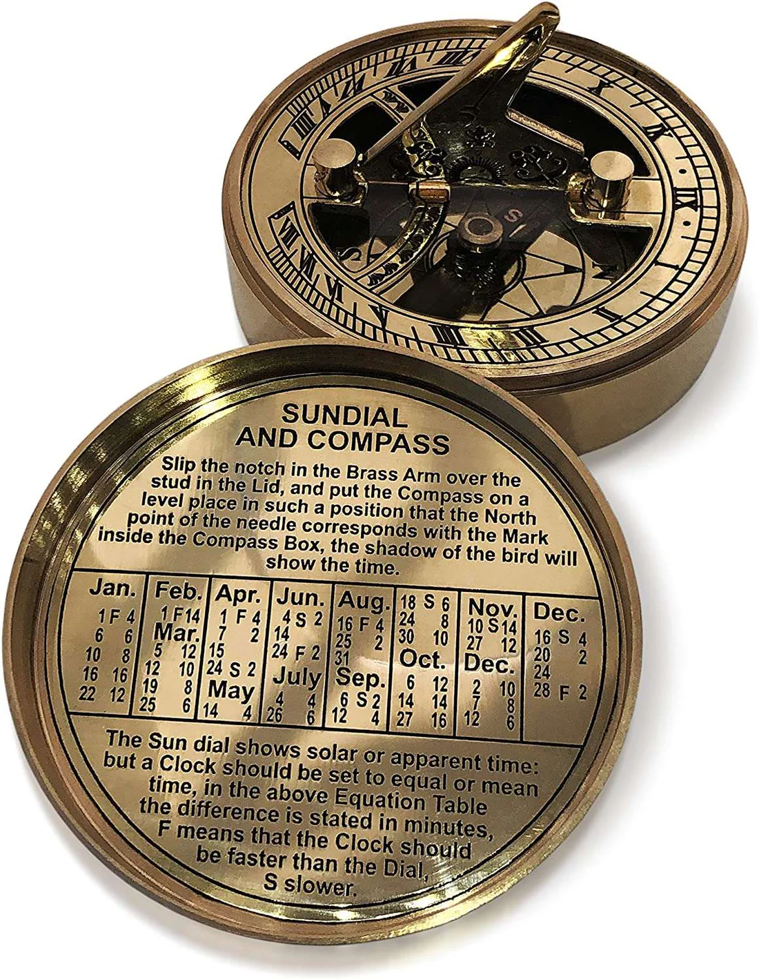 Brass Sundial Compass – Romantic Anniversary Gift - Image 3