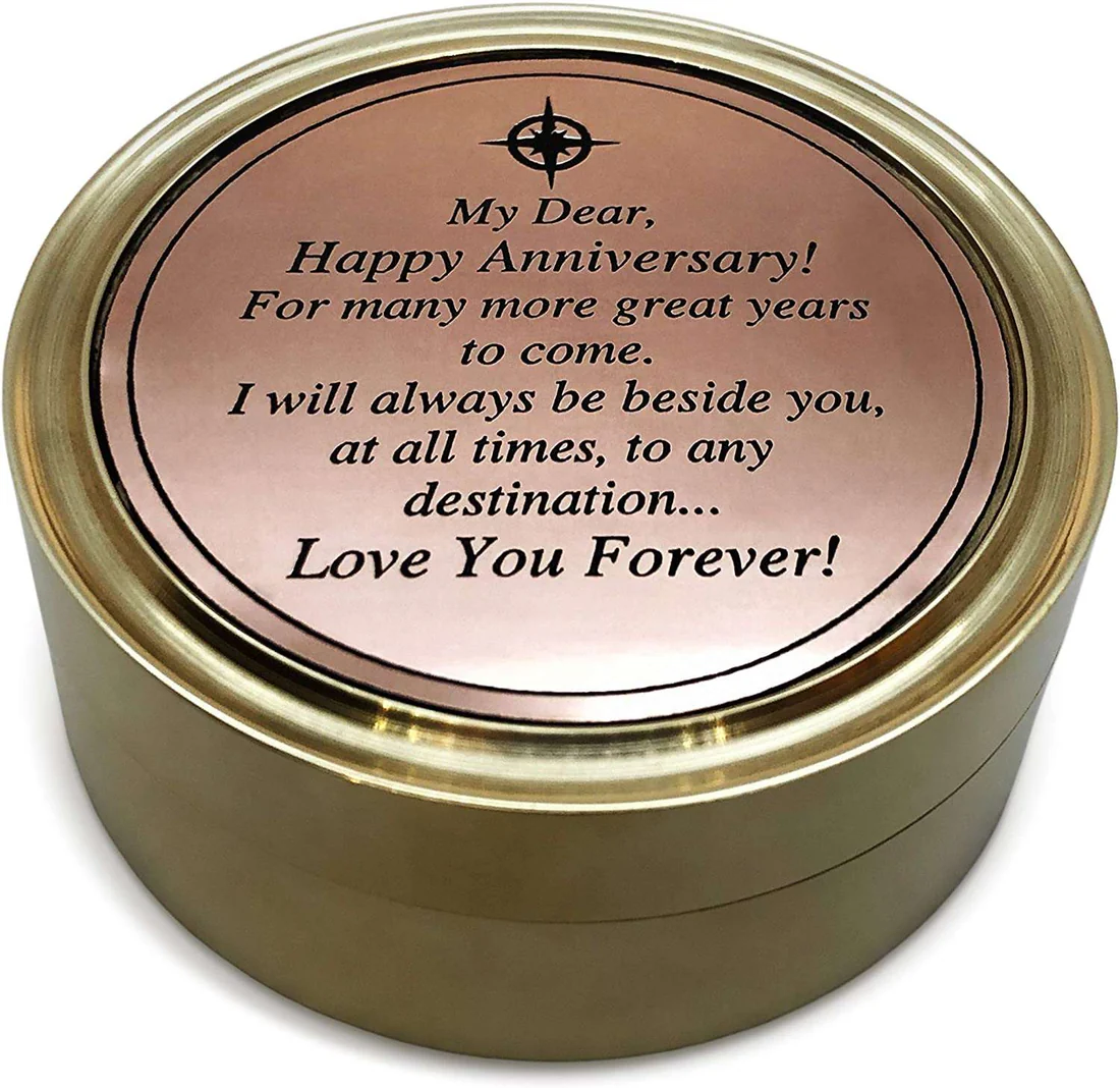 Brass Sundial Compass – Romantic Anniversary Gift - Image 4