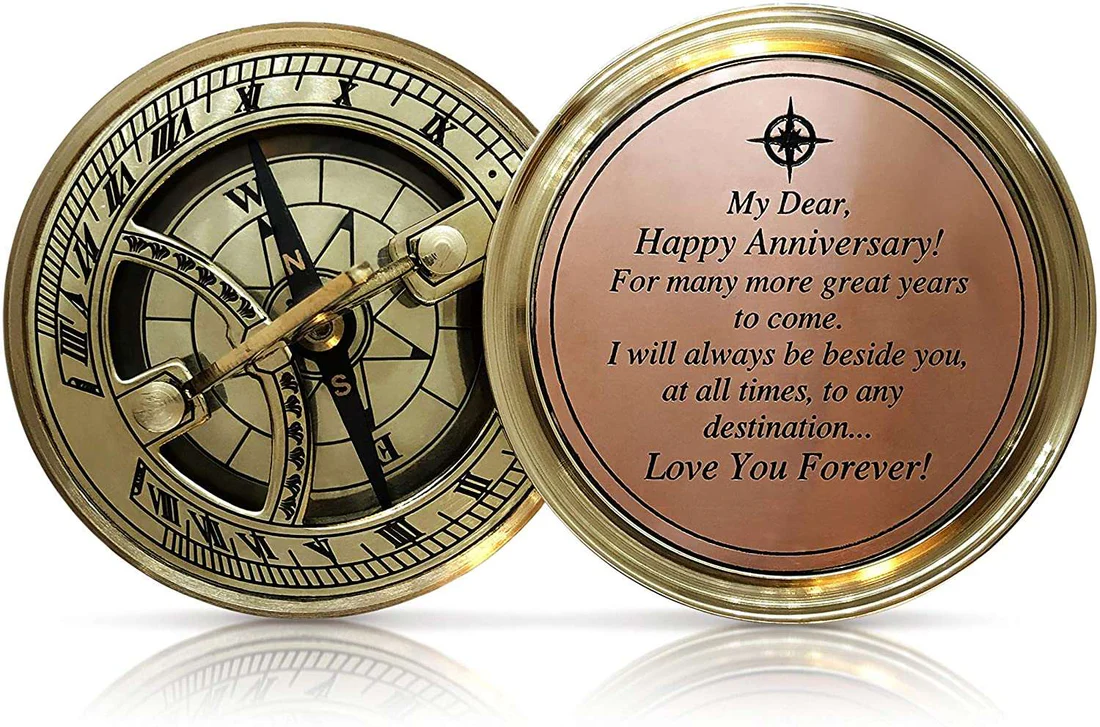 Brass Sundial Compass – Romantic Anniversary Gift - Image 5