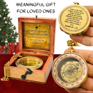 Divine Path Finder Brass Compass – Isaiah 41:13 Engraved
