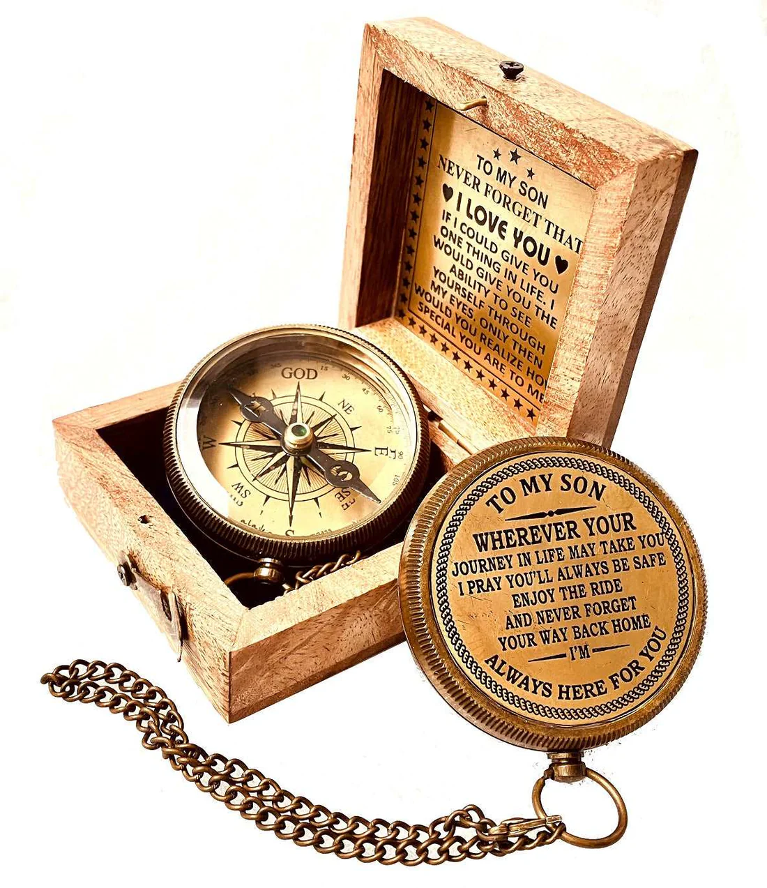 Engraved Brass Compass – Inspirational Gift for Son - Image 5