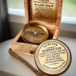 Engraved Brass Compass – Inspirational Gift for Son
