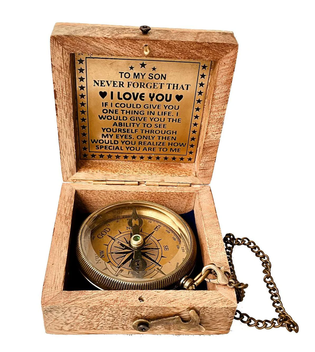 Engraved Brass Compass – Inspirational Gift for Son - Image 2